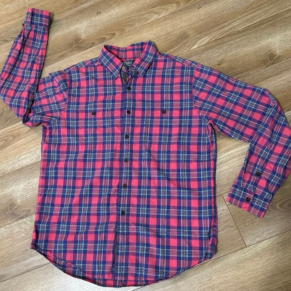 Polo by Ralph Lauren large plaid long sleeve pull on shirt Does not unbutton